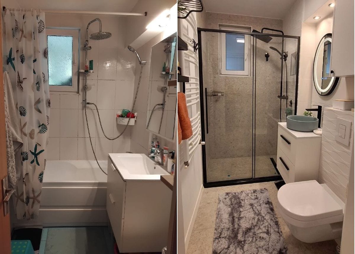 Baie zona de zi – Înainte & După