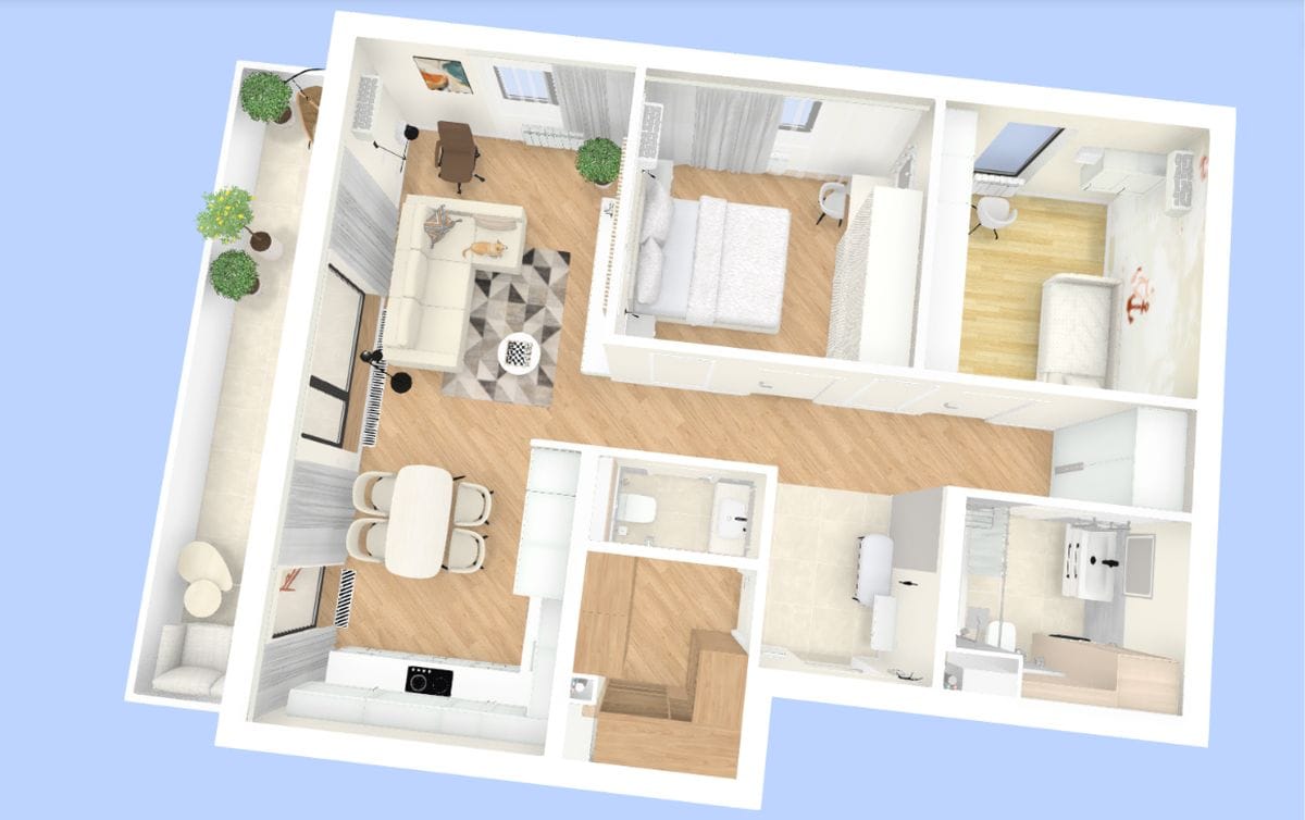 Renovarea unui apartament: checklist pentru planificarea lucrărilor 8 Planificare renovare apartament - plan 3D
